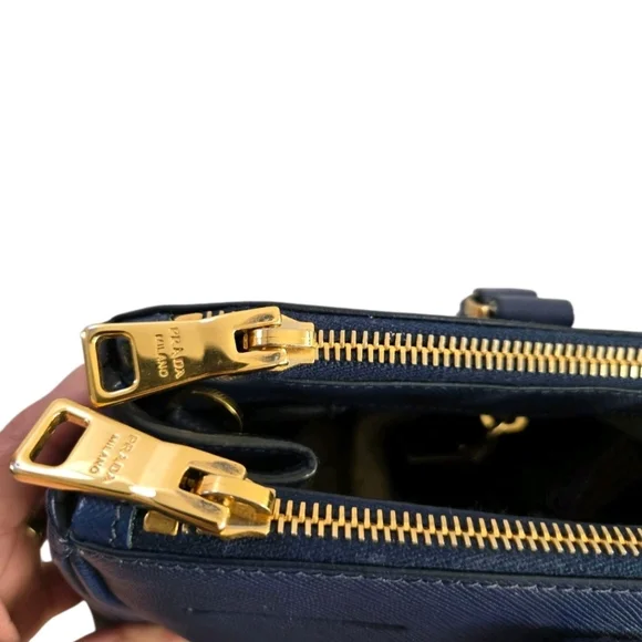 Authentic Prada Navy Blue Leather Tote Bag - Picture 4 of 13